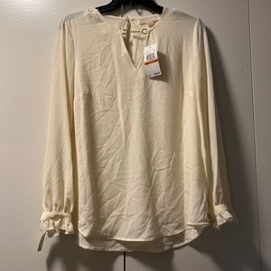 NWT Michael Kors Long Sleeve Blouse with Gold Hardware